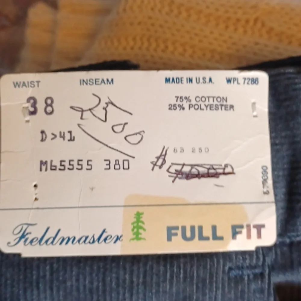 Corduroy pants field master size 38x35 vintage with tags Navy blue